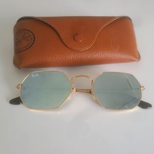 Ray-Ban Gold Frame Octagonal Sunglasses